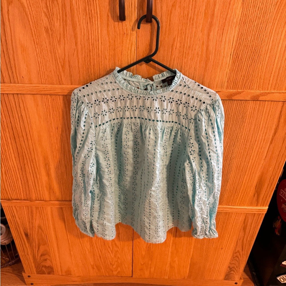 J.Crew Tie-back top in ditsy eyelet top